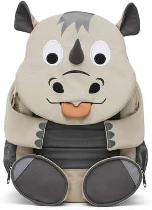 Kindergartenrucksack Großer Freund Nashorn Grau